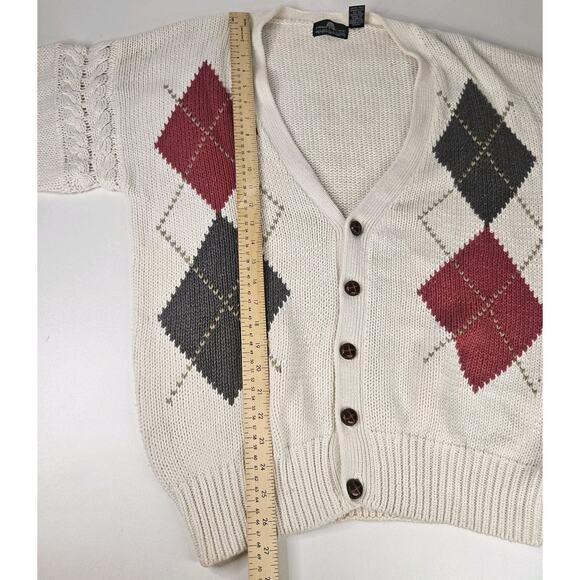 Structure Vntage Ivory Chunky Knit Sweater Cardigan Large Oversized Cottage - Picture 5 of 8